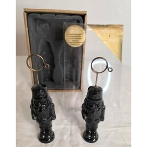 Set of 2 Allen + Roth Black Ceramic Nutcracker Place Card, Photo, Card Holder